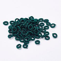 Polyester Weave Beads, Ring, Teal, 6x2mm, Hole: 3mm, about 200pcs/bag