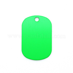 Colored Aluminum Pendants, Laser Cut, Double Sided Dog Pet Name Phone Number ID Tag Charm, Oval, Spring Green, 50x29x1mm, Hole: 3mm