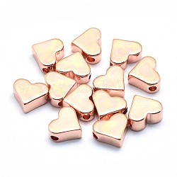 Perline in ottone, cadmio & nichel &piombo libero, cuore, Vero oro rosa placcato, 6x7x3mm, Foro: 1.2 mm