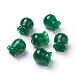 Perles naturelles en jade du Myanmar/jade birmane, teinte, fleur, 10x9mm, Trou: 1.2mm