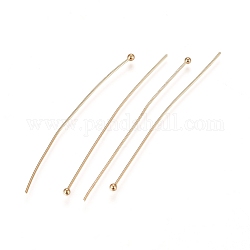 304 Stainless Steel Ball Head Pins, for DIY Beading Charm Making, Real 24K Gold Plated, 50x0.6mm, 22 Gauge, Head: 1.8mm