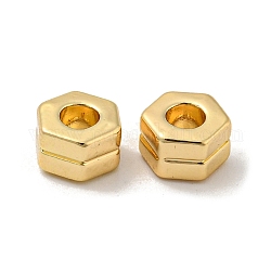 Perline in lega, esagono, oro, 6x7x4mm, Foro: 3 mm