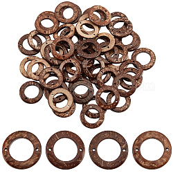 PandaHall Elite 80Pcs Coconut Connector Charms, Ring Links, Coffee, 30x4mm, Hole: 2mm