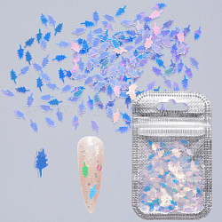 Shining Nail Art Glitter, Manicure Sequins, DIY Sparkly Paillette Tips Nail, Leaf, Clear, 7x3x0.2mm, about 2g/bag