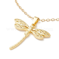 Collar con colgante de libélula con circonita cúbica transparente, 304 joyería de acero inoxidable para mujer., dorado, 17.72 pulgada (45 cm)