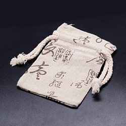 Bolsas rectangulares de tela de cáñamo, blanco antiguo, 13x10 cm