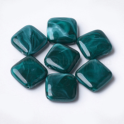 Acryl-Perlen, Nachahmung Edelstein-Stil, Rhombus, blaugrün, 23x23.5x7 mm, Bohrung: 1.8 mm, ca. 216 Stk. / 500 g