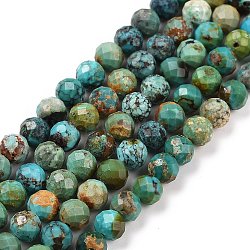 Naturali Hubei perline turchesi fili, sfaccettato, tondo, 6mm, Foro: 0.9 mm, circa 68pcs/filo, 15.35 pollice (39 cm)