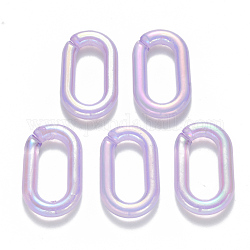 Anneaux de liaison acryliques transparents, connecteurs à liaison rapide, pour la fabrication de chaînes de bijoux, de couleur plaquée ab , style de pierres fines imitation, ovale, lilas, 37.5x23x6mm, diamètre intérieur: 25.5x11 mm