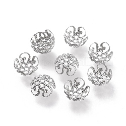 316 ausgefallene Perlenkappen aus Edelstahl, hohl, 5-Blütenblatt, Blume, Edelstahl Farbe, 8x8x4 mm, Bohrung: 1 mm, ca. 45 Stk. / 5 g