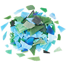 多色ガラスモザイクタイル  不規則な形のモザイクタイル  DIYモザイクアートクラフト用  額縁など  濃い緑  10~60x5~56x2.5mm  100 G /袋