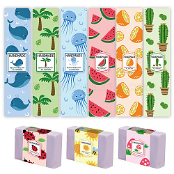 90 Uds. 9 estilos de etiqueta de papel de jabón con patrón de plantas/animales, envoltorios de papel para jabón, Rectángulo, para envases de jabón, color mezclado, 210x50mm, 10 piezas / style