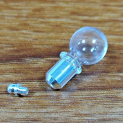 Decorazione pendente bottiglia di vetro vuota, bottiglia di desiderio, con tappi a vite in ottone, tondo, argento, argento, 28x12mm, Foro: 2 mm, palla: 6 mm di diametro