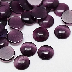 Cabuchones de ojo de gato, semicírculo, púrpura, 25x4.5mm