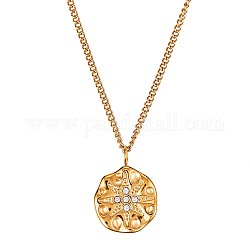 Collana con pendente a stella in zirconi chiari, gioielli in acciaio al titanio per le donne, oro, 15.75 pollice (40 cm)