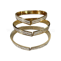 Bracelets articulés en forme de v/chevron, bracelet strass en pâte polymère, placage sous vide 201 bracelets en acier inoxydable pour femmes, or, diamètre intérieur: 2x2-1/4 pouce (5.05x5.8 cm)