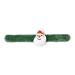 Braccialetti di schiaffo di natale, braccialetti a scatto per la festa di Natale di bambini e adulti, babbo natale/babbo natale, verde, 24.5x2.5x0.2cm