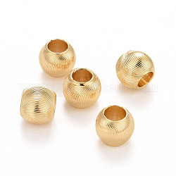 Umweltfreundliche Cat-Eye-Perlen aus Messing, Großloch perlen, langlebig plattiert, Bleifrei und cadmium frei, echtes 24k vergoldet, 10x8 mm, Bohrung: 4.7 mm