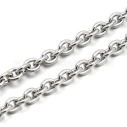 Iron Cable Chains, Unwelded, Oval, Platinum, 6.5x5.5x1.5mm