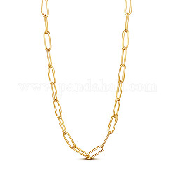 SHEGRACE Brass Paperclip Chain Necklaces, with Lobster Claw Clasps, Golden, 14.96 inch(38cm), 3.3mm