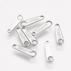 304 Stainless Steel Chain Tabs, Chain Extender Connectors, with Word S.Steel, Stainless Steel Color, 10x3x0.5mm, Hole: 1mm & 1.5mm
