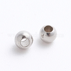 Perline di distanziatore in ottone, tondo, platino, 3x2.5mm, Foro: 1.5 mm