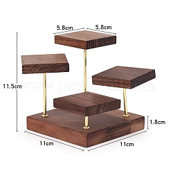 Présentoir de bagues à bijoux en bois carré à 4 niveau, supports à bijoux pour bagues, brun coco, 110x110x115mm