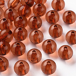 Perles en acrylique transparente, ronde, chocolat, 12x11mm, Trou: 2.5mm, environ 566 pcs/500 g