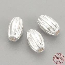 925 perline ondulate in argento sterling, ovale, argento, 8x5mm, Foro: 1.5 mm