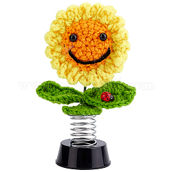 Baumwollstrick mit Sonnenblumen verzieren, mit Feder & Fahrwerk, Farbig, 70x150 mm