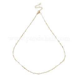 Ion Plating(IP) 304 Stainless Steel Textured Bar Link Chain Necklace, Golden, 17.52 inch(44.5cm)