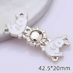 Épingles à boutons en jean en alliage émaillé, serre-taille, lapin blanc, attaches à coudre de fermeture pour accessoires de vêtement, platine, 4.25x2 cm