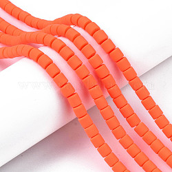 Polimero a mano fili argilla perline, colonna, arancio rosso, 6.5x6mm, Foro: 1.2 mm, circa 61pcs/filo, 15.75 pollice (40 cm)