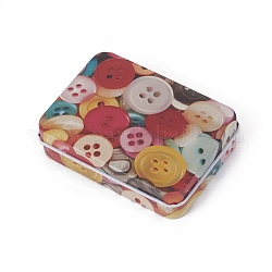 Tinplate Storage Box, Jewelry Box, for DIY Candles, Dry Storage, Spices, Tea, Candy, Party Favors, Rectangle with Button Pattern, Colorful, 9.6x7x2.2cm