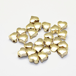Cuentas de latón chapado de larga duración, real 18k chapado en oro, sin plomo y el níquel, corazón, 5.5x6x3.5mm, agujero: 1.5 mm