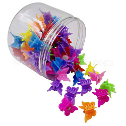 Accessori per capelli per bambini , fermagli per capelli artiglio di plastica, farfalla, colore misto, 16~18x18~19x19~21mm, 50pcs/scatola