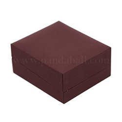 Square Leather Pendant Necklace Gift Boxes with Black Velvet, Indian Red, 7x8.2x3.8cm