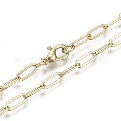 Cadenas de clip de latón, Elaboración de collar de cadenas de cable alargadas dibujadas, con cierre de langosta, la luz de oro, 18.11 pulgada (46 cm) de largo, link: 9.6x3.6 mm, anillo de salto: 5x1 mm