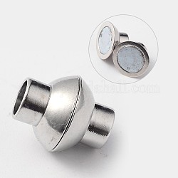 Column Brass Magnetic Clasps, Cadmium Free & Nickel Free & Lead Free, Platinum, 12x8mm, Hole: 3mm
