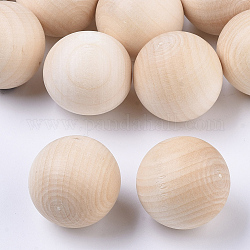 Perles de bois non finies, perles en bois naturel perles d'espacement, pas de trous / non percés, ronde, blanc antique, 24~25mm