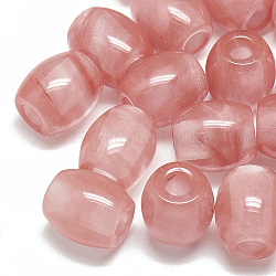 Cerise quartz perles de verre, Perles avec un grand trou   , baril, 17~19x15~16mm, Trou: 5.5mm