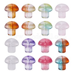 96pcs 8 Colors Transparent Glass Beads, Mushroom, Mixed Color, 13.5x13.5mm, Hole: 1.6mm, 12pcs/color