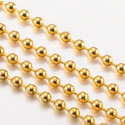 Eisenkugelketten, gelötet, mit Spule, golden, Perle: 3.2 mm, ca. 164.04 Fuß (50m)/Rolle