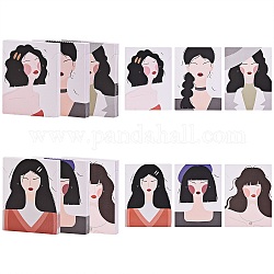 60pcs 6 tarjetas de exhibición de joyería de cartón de estilo, para colgar pendientes y aretes, Rectángulo, Patrón de las mujeres, color mezclado, 8x6x0.04 cm, agujero: 1.5 mm, 10 piezas / style