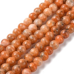 Perles de calcite orange naturelle, ronde, 6mm, Trou: 1mm, Environ 67~68 pcs/chapelet, 15.16~15.35 pouce (38.5~39 cm)
