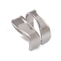 304 anillo abierto de acero inoxidable con ondas torcidas para mujer, color acero inoxidable, nosotros tamaño 6 (16.5 mm)