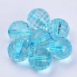 Transparente Acryl Perlen, facettiert, Runde, Deep-Sky-blau, 8x8 mm, Bohrung: 1.5 mm, ca. 177 Stk. / 50 g