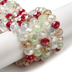 Chapelets de perles en verre, facette, rondelle, orange foncé, 10x8mm, Trou: 1mm, Environ 63~65 pcs/chapelet, 19.2~20 pouce (48~50 cm)