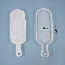 ハンドルシリコンモールド付き楕円形デザートトレイ  UVレジン用  エポキシ樹脂工芸品作り  ホワイト  345x120x19mm