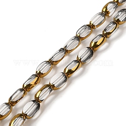 Chapelets de perles en verre transparent électrolytique, ovale à facettes, clair, 7x4.5x3.5mm, Trou: 1mm, Environ 50 pcs/chapelet, 12.99'' (33 cm)